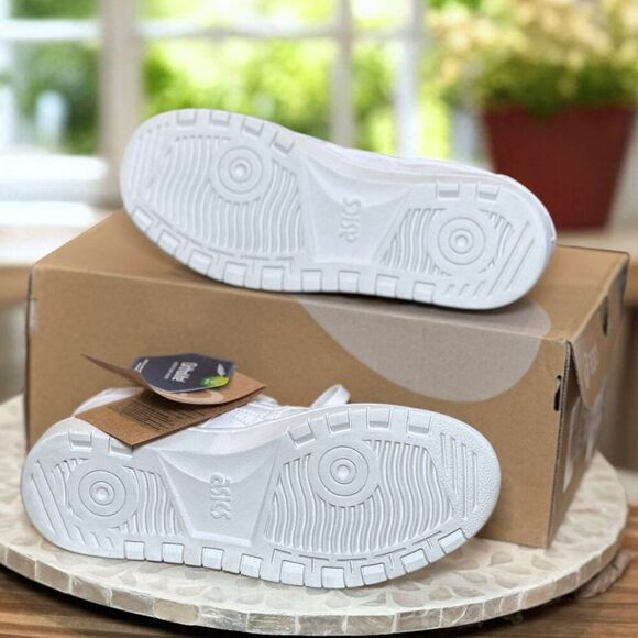 ASICS Japan S White Leather Iridescent heel Sneakers Ortholite 1202A292-100 NWT - Picture 6 of 9